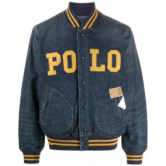 NEW Polo Ralph Lauren St Andrews Denim Varsity Jacket! S L XL  Big POLO on Front - Picture 2 of 6